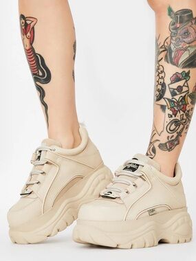 Buffalo London Women's Platform Sneakers in Beige Jeffrey Campbell Style